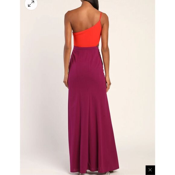 maniju NWT one shoulder asymmetrical colorblock maxi dress size S - Picture 4 of 12